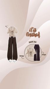 One Set Korean Style 2in1 | Kemeja Tali + Celana Cargo | - KA116