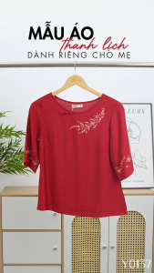 Áo kiểu thiết kế trẻ trung thời trang chất liệu vải tơ xước bề mặt có vân nhẹ mềm mại thoáng mát AN5Y0137 Thương hiệu Thiều Hoa