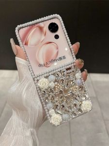Anti-Fall Luxury Diamond Creative Style Acrylic Protective Case for Honor MagicVFlip Samsung ZFlip6/5/4 Oppo FindN3 Flip VivoXFlip