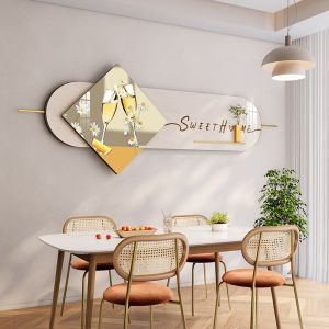 Modern Luxury Restaurant Decorative Painting Crystal Porcelain Wall Art Creative Background Design Simple Style Home Decoration