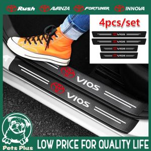 ★Same Day Shipping★ 4pcs Car Stickers Carbon Fiber Car Door Sill Sticker None Slip Protection Film Stickers Car Protect Accessories Car-Logo-Threshold-Sticker