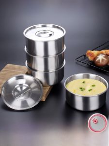 304 Stainless Steel Steamed Steamed Egg Custard Dedicated Bowl Steamed Cake Stew Cup with Lid Baby Steamed Rice Drop-Resistant Freshness Bowl