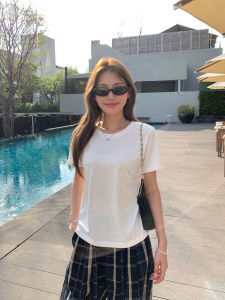 Pusumede Womens round Neck Short Sleeve T-Shirt Snowflake Cotton Slimming White Versatile Summer Casual Cotton Blend Top