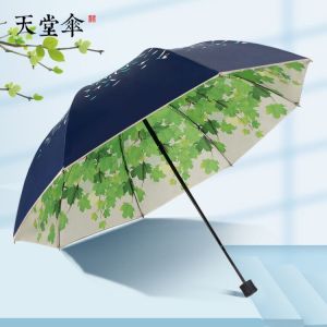 Womens Black Glue Sunscreen Umbrella Foldable Double Layer UV Protection Sunny Rain Umbrella Fresh Style Manual Folding Umbrella