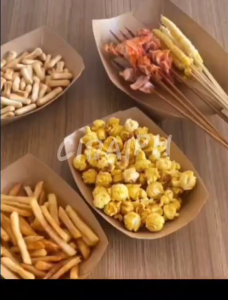 【COD Ready】50PCS Kraft Paper Boat Tray&PE Coated Boat Snack Box - Oil Proof Disposable Food Container For Street Food Adobo Wings Sushi