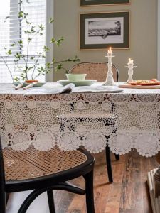 French Retro Luxury Elegant White Lace Rectangular Tablecloth