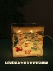 Natal Lampu Kubus Lampu Malam Christmas Lampu DIY Led Handmade Night Light Untuk Dekorasi Hadiah