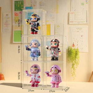 Acrylic Display Storage Box for Figurines And Blind Boxes Large Size MOLLY400% Showcase Cabinet Magnetic Opening Home Office