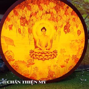 Đèn Thờ Hào Quang Trúc Chỉ In Phật Thích Ca Trang Trí Bàn Thờ Treo Tượng Phật TC-HQ-164