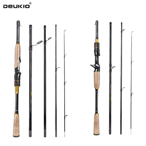 DEUKIO Travel Fishing Rod Spinning Casting 1.8m/2.1m 4/5 Section Cork Grip Lure Weight 4-25g ML Action For Carp Bass Fishing