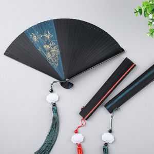 Handmade Full Bamboo Bone Fan Portable Folding Dance Fan for Women Traditional Japanese Style Miniature Chinese Hanfu Accessory