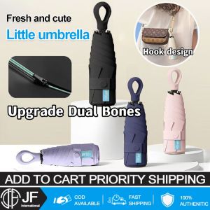 JF New Ultra-Light Mini Umbrella with hook UV Protection Folding Umbrella sunny and rain payong heavy rain umbrella windproof