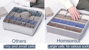 24 Compartment Fabric Socks & Underwear Organizers Closet Storage Box for Socks Underwear Ties - Ideal for Bedroom & Home Decor Closet Organization