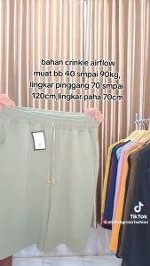 celana Kulot Kringkel Pendek Jumbo Bahan Crincle Airflow Tali Serut Muat BB 85kg