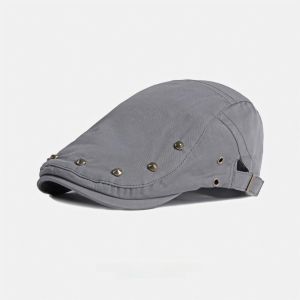 Zhaozhao Designer Sun Protection Hat Rivet Forward Cap Summer New Style Casual Cotton Beret Hat for Couples Youth And Middle-aged