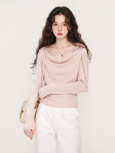 เสื้อเชิ้ตคอวีแขนยาวผู้หญิง La Chapelle ฤดูใบไม้ผลิ ฤดูร้อน ฤดูใบไม้ร่วง ฤดูหนาว เสื้อชั้นในสุดเก๋ไก๋ สไตล์เกาหลี เสื้อเชิ้ตคอวีแขนยาว