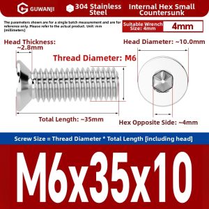 GUWANJI | Small Countersunk Flat Head Hex Socket Bolt M3-M8