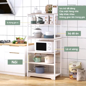 Kệ bếp đa năng 5 tầng khung sắt bền bỉ chịu tải nặng chống ăn mòn kệ lưu trữ nồi chén bát gia vị máy móc nhà bếp kệ trang trí phòng bếp hiện đại lắp ráp dễ dàng phù hợp chung cư nhà ở gia đình