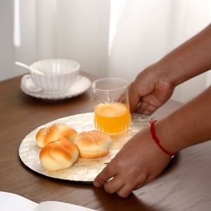 แผ่นรองอาหาร แผ่นกันความร้อน แผ่นรองจาน เปลือกหอยธรรมชาติ เสื่อจัดงานแต่งงาน สไตล์อเมริกัน วินเทจรอบ อุปกรณ์การถ่ายรูปภาพ