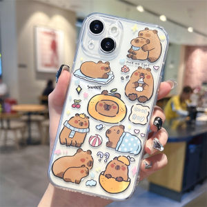 Adorable Capybara Water Phone Case Silicone Anti-Fall Cute Couple Cartoon Style Compatible with Various  Models