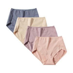 Sentexin 4Pcs Plus Size Underwear Womens High Waist Cotton Panties Antibacterial Cotton Crotch Underpants for Female