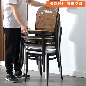 เก้าอี้กินข้าวพลาสติกหวายเทียมระบายอากาศดี นั่งสบายแข็งแรง สำหรับร้านอาหาร/กาแฟ