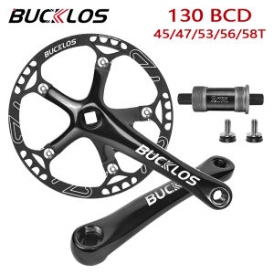 BUCKLOS 130BCD Bicycle Crankset Folding Bike Crankset 45T 47T 53T 56T 58T 130 BCD BMX Crank Set Folding Bike Chainring