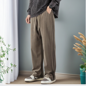 Early Autumn Mens Loose Straight Leg Casual Pants Black Sportswear Harlan Pants Lightweight Drapey Comfortable Polyester Fiber