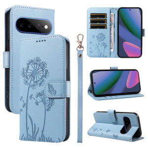 Leather Wallet Flip Case for Google Pixel 7 7A 8 8A 9 9A 10 10A 11 Pro XL | Dandelion Embossed Design with Card Holder