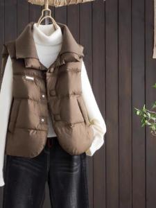 Thickened Warm Duck down Cotton Vest Womens Outerwear Sleeveless Loose Fit Autumn Winter New Style Fashionable Slimming Top