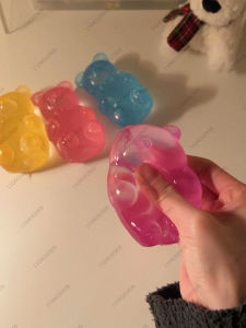 Colorful Gummy Bear Fudge Squeeze Toy Jelly Bean Gummy Candy Fidget Hand Relax Toy Anti-Stress Release for All Ages
