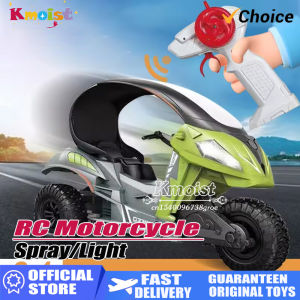 Electric RC Motorcycle Car Spray RC Stunt Toys Remote Control Drift Stunt Three Wheel Motorcycle with LED Lights for Kids Gifts