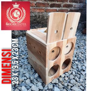 BOX BURUNG KAYU JATI 4 LUBANG