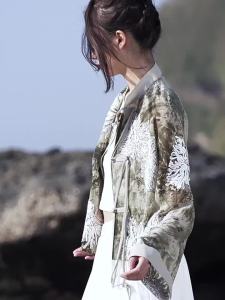 Cold Fragrant New Chinese Style Tie-Dye Green Outerwear