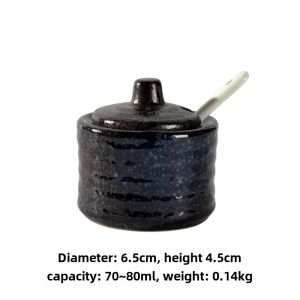 Japanese Style Seasoning Containers Condiment Bottle Ceramic Seasoning Cans Suit Creative Kitchen Utensils Oil Salt Canakin For Home Spice Jar