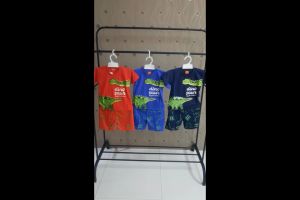 Setelan Kasual Anak Motif Dino Lengan Pendek