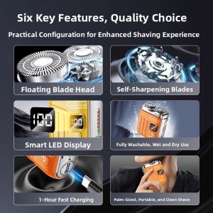 MONLEYTA | German Precision Magnetic Absorption Digital Display Electric Shaver Portable Waterproof Mens Beard Razor No Black Dot Left