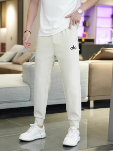 Quần Dài Nam Mùa Thu Rộng Rãi Thêu Eo Thun Quần Thể Thao Quần Dài Cotton Polyester Chống Nhăn Dáng Rộng Quần Dài Thường Ngày