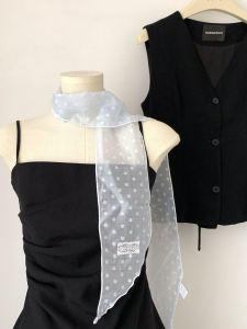 Khăn Choàng Lụa Xanh Thanh Lịch Dây Thừng Cổ Kiểu Dáng Hàn Quốc Khăn Quàng Cổ Mỏng Dài Thanh Lịch Phụ Kiện