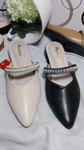 Sepatu Wanita Kekinian Flat Shoes Termurah/Flat slip on Terbaru/Mutiara Besar12