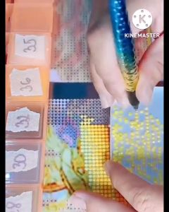 Tranh thêu chữ thập cá chép hoa sen vàng Đầm sen kim sắc 2m04 (chưa thêu) A276