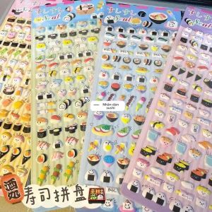4 Miếng Dán Hình Thực Phẩm Sushi Hoạt Hình 3D Hàn Quốc Dành Cho Trẻ Em Hình Bánh Pudding Cổ Điển Trang Trí Văn Phòng Phẩm Quà Tặng Cho Bé Gái
