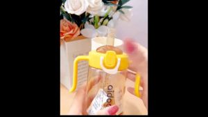 M&B 2 in 1 Functional Tritan Straw Cup 300ml Temperature Sensing With Weighted Straw & Handle ADQ
