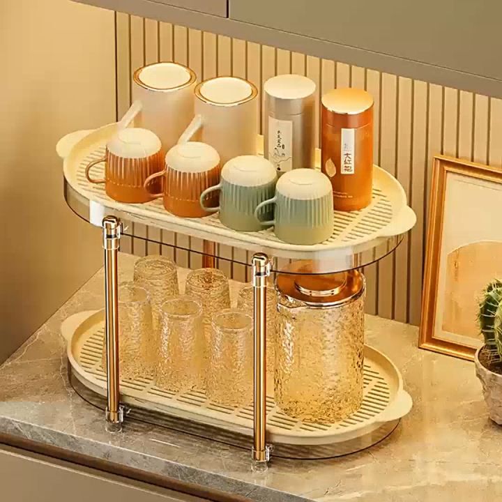 Khay Úp Cốc Ly, Kệ Úp Để Ly Chén Uống Nước 2 Tầng Nhựa Đa Năng Có Khay ...