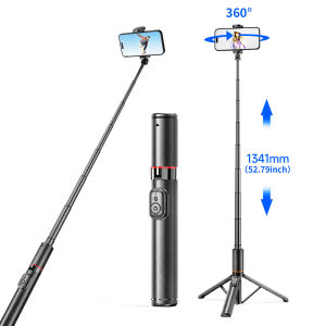 C21 Selfie Stick Tripod 52.8inch Wireless Bluetooth Aluminum Alloy Bracket for Smartphones iPhone Android Cellphones