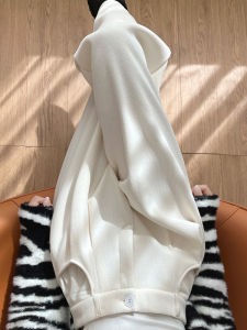 High Waist White Corduroy Wide Leg Pants Womens Spring Autumn 2025 New Style Korean Version Casual Suit Trousers