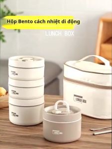 Hộp đựng cơm tầng Inox 304 chống gỉ cao cấp sang trọng tặng kèm túi đựng
