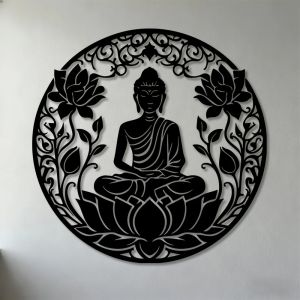 CIFbuy | Brand 2D Flat Buddha Lotus Mandala Metal Wall Art Meditation Iron Decor Zen Minimalist Home