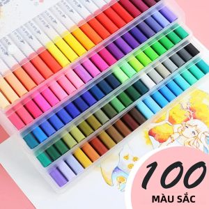 Bộ 120 Bút Dạ Quang Hai Đầu Mực Gốc Nước Có Thể Giặt Sạch Dụng Cụ Vẽ Tranh Bút Đánh Dấu Bút Vẽ Phác Thảo Dành Cho Trường Học