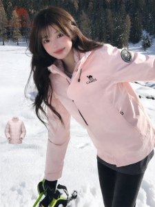 CAMEL | Windproof Warm Petite Goose Down 3-in-1 Jacket Pink